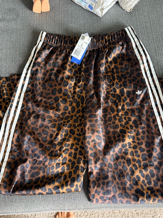 adidas Pants - adidas Brown Black Leopard Print Track Pants with White Stripes